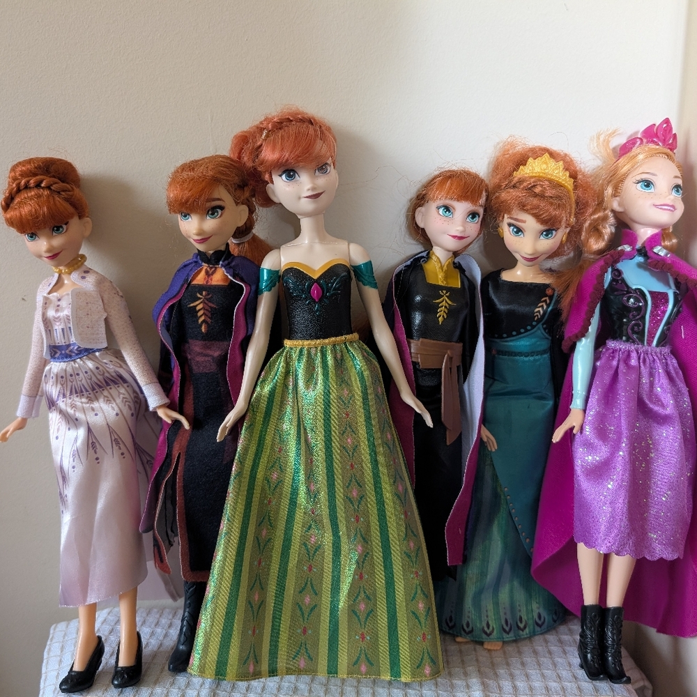 Lot of 6 Disney Dolls - Frozen Anna Dolls 12" Tall